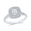 14k White Gold Round Diamond Halo Bridal Wedding Engagement Ring 1 Cttw