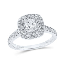  14k White Gold Round Diamond Halo Bridal Wedding Engagement Ring 1 Cttw