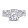 14k White Gold Round Diamond Bridal Wedding Ring Band Set 1-1/2 Cttw