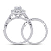 14k White Gold Round Diamond Bridal Wedding Ring Band Set 1-1/2 Cttw