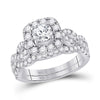 14k White Gold Round Diamond Bridal Wedding Ring Band Set 1-1/2 Cttw