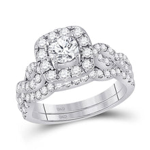  14k White Gold Round Diamond Bridal Wedding Ring Band Set 1-1/2 Cttw