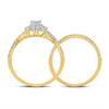 14k Yellow Gold Princess Diamond Bridal Wedding Ring Band Set 1/2 Cttw