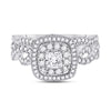 14k White Gold Princess Diamond Bridal Wedding Ring Band Set 1 Cttw