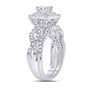 14k White Gold Princess Diamond Bridal Wedding Ring Band Set 1 Cttw