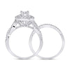 14k White Gold Princess Diamond Bridal Wedding Ring Band Set 1 Cttw