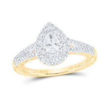  14k Yellow Gold Pear Diamond Halo Bridal Wedding Engagement Ring 1 Cttw