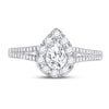 14k White Gold Pear Diamond Solitaire Bridal Wedding Engagement Ring 1 Cttw