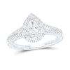 14k White Gold Pear Diamond Solitaire Bridal Wedding Engagement Ring 1 Cttw
