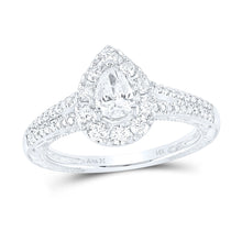  14k White Gold Pear Diamond Solitaire Bridal Wedding Engagement Ring 1 Cttw