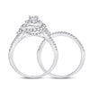 14k White Gold Round Diamond Bridal Wedding Ring Band Set 1 Cttw
