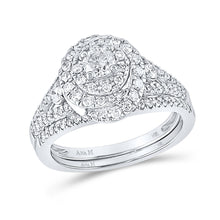  14k White Gold Round Diamond Bridal Wedding Ring Band Set 1 Cttw