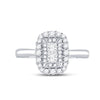 10k White Gold Princess Diamond Halo Bridal Wedding Engagement Ring 1/2 Cttw