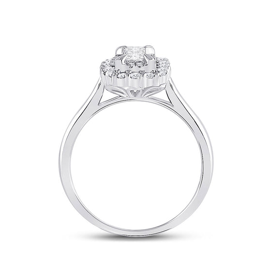 10k White Gold Princess Diamond Halo Bridal Wedding Engagement Ring 1/2 Cttw