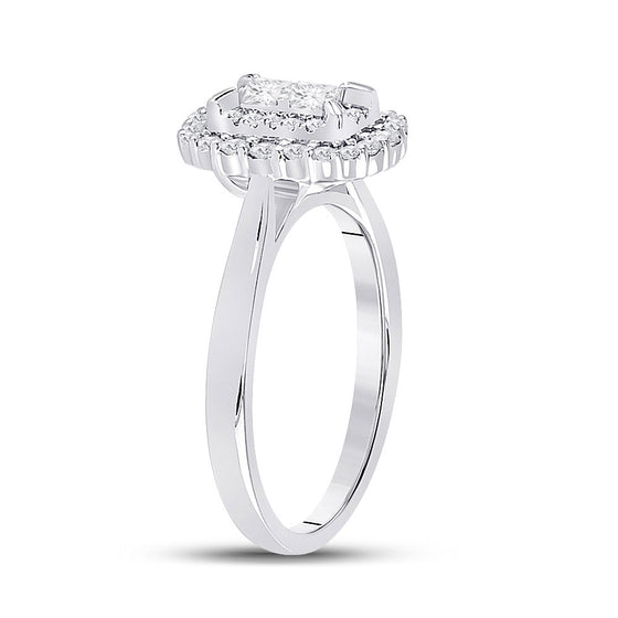 10k White Gold Princess Diamond Halo Bridal Wedding Engagement Ring 1/2 Cttw