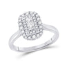 10k White Gold Princess Diamond Halo Bridal Wedding Engagement Ring 1/2 Cttw