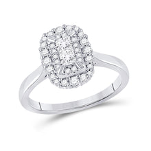  10k White Gold Princess Diamond Halo Bridal Wedding Engagement Ring 1/2 Cttw
