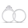14k White Gold Round Diamond Bridal Wedding Ring Band Set 3/4 Cttw
