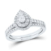 14k White Gold Round Diamond Bridal Wedding Ring Band Set 3/4 Cttw