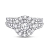 14k White Gold Round Diamond Bridal Wedding Ring Band Set 1 Cttw