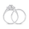 14k White Gold Round Diamond Bridal Wedding Ring Band Set 1 Cttw