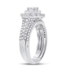 14k White Gold Round Diamond Bridal Wedding Ring Band Set 1 Cttw