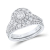 14k White Gold Round Diamond Bridal Wedding Ring Band Set 1 Cttw