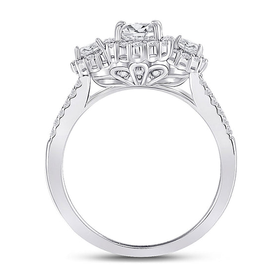 14k White Gold Princess Diamond 3-stone Bridal Wedding Engagement Ring 1 Cttw