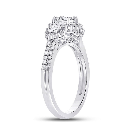 14k White Gold Princess Diamond 3-stone Bridal Wedding Engagement Ring 1 Cttw