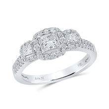  14k White Gold Princess Diamond 3-stone Bridal Wedding Engagement Ring 1 Cttw