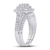 14k White Gold Princess Diamond Bridal Wedding Ring Band Set 1 Cttw