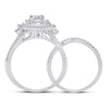 14k White Gold Princess Diamond Bridal Wedding Ring Band Set 1 Cttw