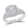 14k White Gold Princess Diamond Bridal Wedding Ring Band Set 1 Cttw