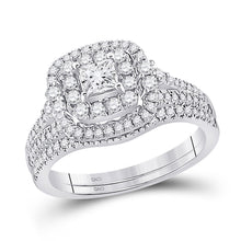  14k White Gold Princess Diamond Bridal Wedding Ring Band Set 1 Cttw