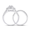 14k White Gold Round Diamond Bridal Wedding Ring Band Set 1 Cttw