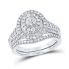 14k White Gold Round Diamond Bridal Wedding Ring Band Set 1 Cttw