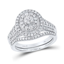  14k White Gold Round Diamond Bridal Wedding Ring Band Set 1 Cttw