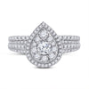 14k White Gold Round Diamond Bridal Wedding Ring Band Set 1 Cttw