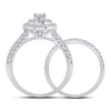 14k White Gold Round Diamond Bridal Wedding Ring Band Set 1 Cttw