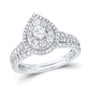 14k White Gold Round Diamond Bridal Wedding Ring Band Set 1 Cttw