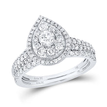  14k White Gold Round Diamond Bridal Wedding Ring Band Set 1 Cttw