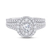 14k White Gold Round Diamond Bridal Wedding Ring Band Set 1 Cttw