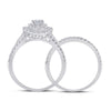 14k White Gold Round Diamond Bridal Wedding Ring Band Set 1 Cttw