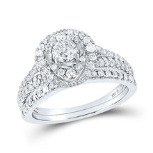  14k White Gold Round Diamond Bridal Wedding Ring Band Set 1 Cttw