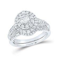  14k White Gold Round Diamond Bridal Wedding Ring Band Set 1 Cttw