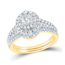  14k Yellow Gold Round Diamond Bridal Wedding Ring Band Set 1 Cttw