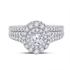 14k White Gold Round Diamond Bridal Wedding Ring Band Set 1 Cttw