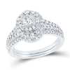 14k White Gold Round Diamond Bridal Wedding Ring Band Set 1 Cttw