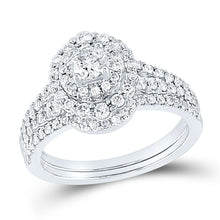  14k White Gold Round Diamond Bridal Wedding Ring Band Set 1 Cttw