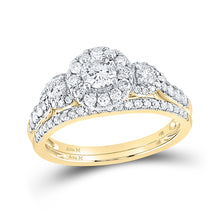  14k Yellow Gold Round Diamond Bridal Wedding Ring Band Set 1 Cttw